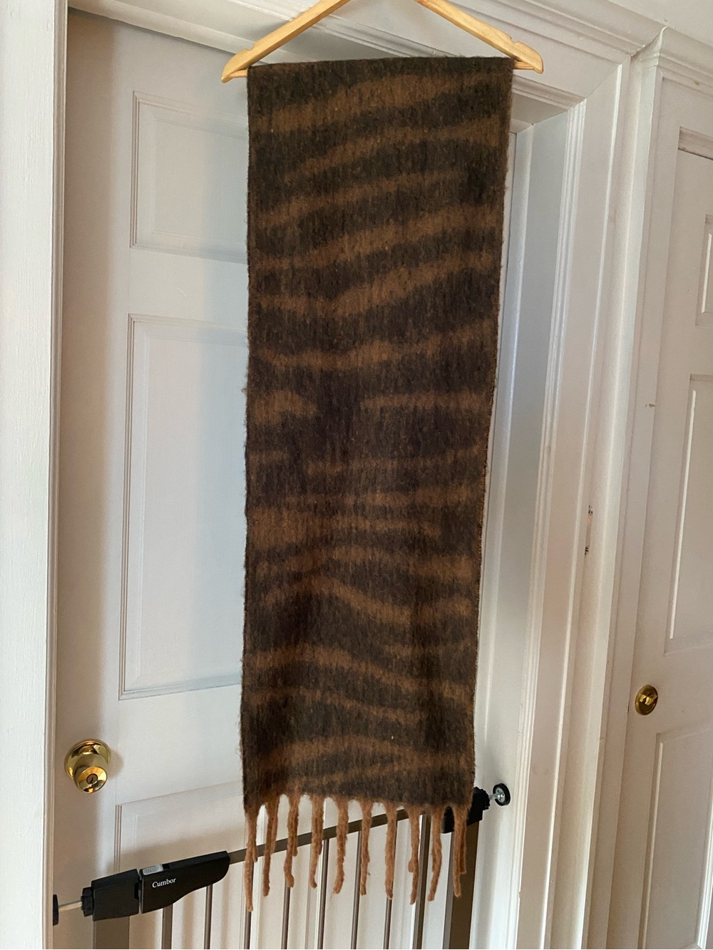 GAP Brown Tiger Print Fuzzy Scarf
